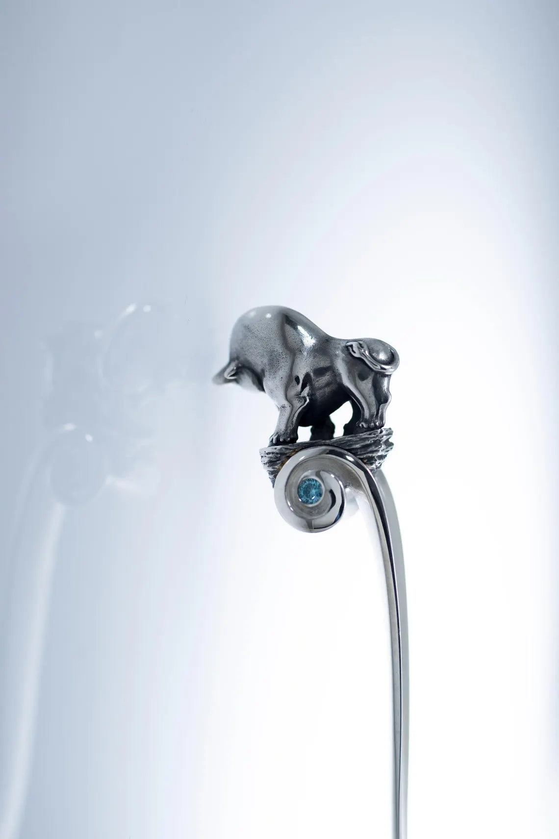 Luxury sterling silver keepsake spoon with Taurus design