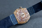 Bold artisan unisex wristwatch with denim leather strap