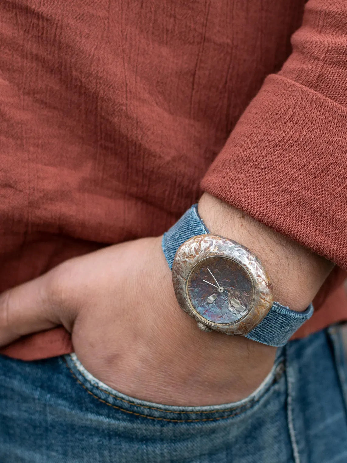 Rustic Denim Strap Silver Watch product image 10