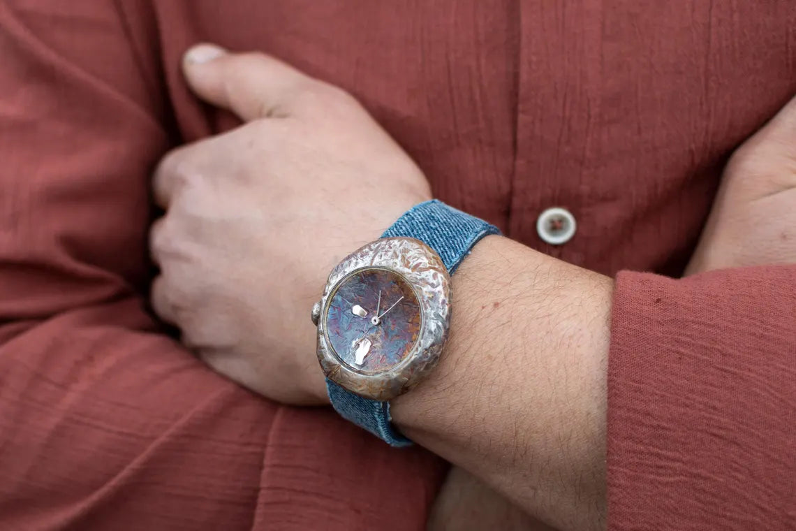 Rustic Denim Strap Silver Watch product image 9