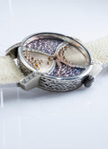 Handmade sterling silver women’s watch with stingray leather strap