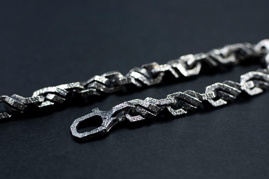 Textured 925 sterling silver chain for men and women