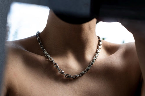 Handcrafted sterling silver anchor link chain necklace