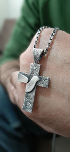Prayer Cross Silver Pendant with Dove product image 7