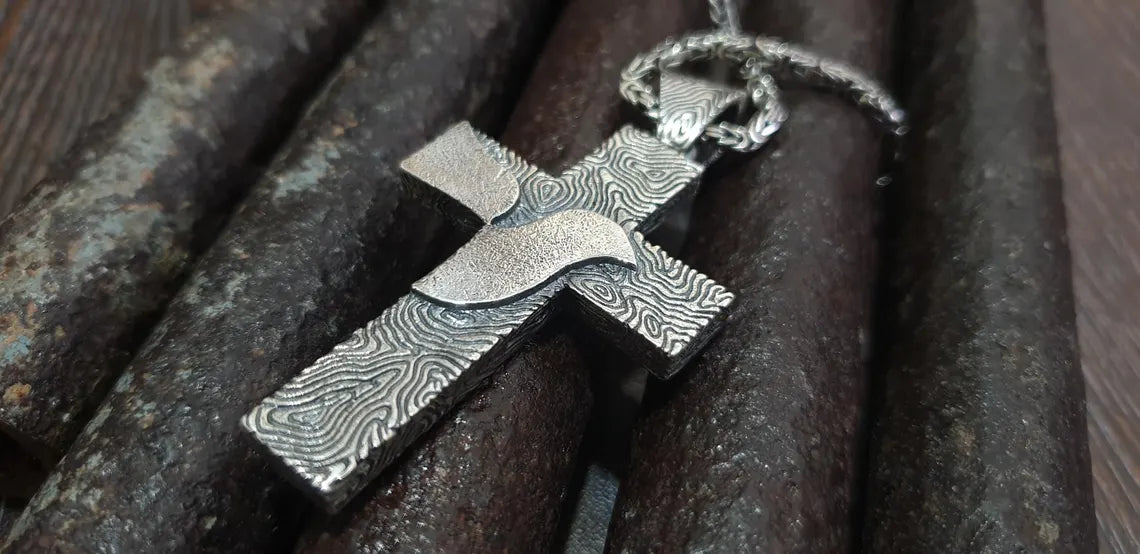 Sterling silver dove cross necklace