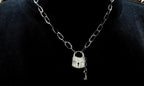 Gothic sterling silver chain necklace with functional lock pendant