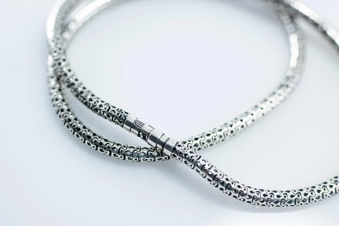 Solid sterling silver snake chain necklace for men and women