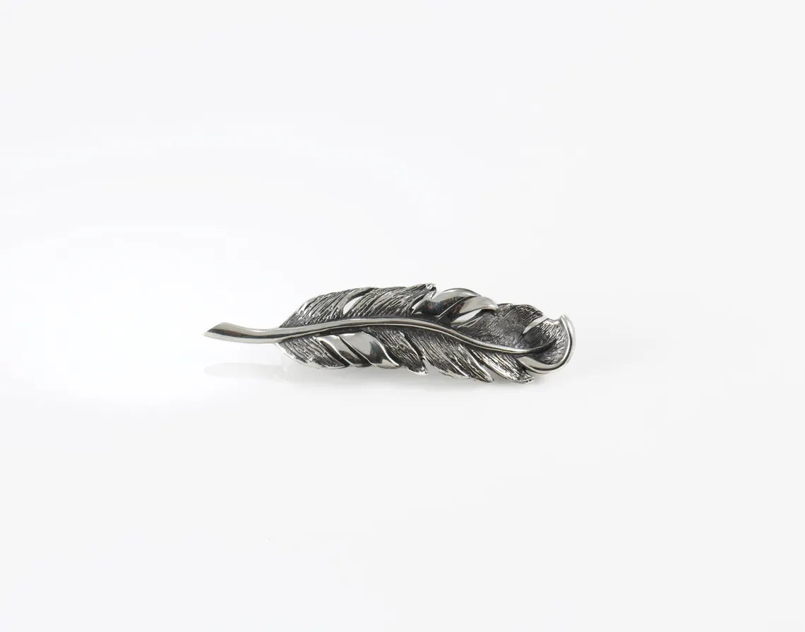 Handmade sterling silver feather brooch
