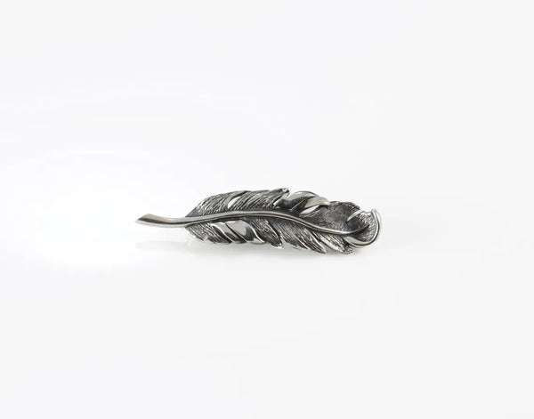 Handmade sterling silver feather brooch