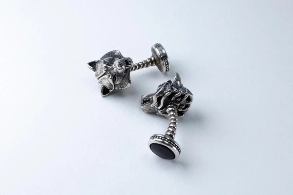 Bear head sterling silver cufflinks
