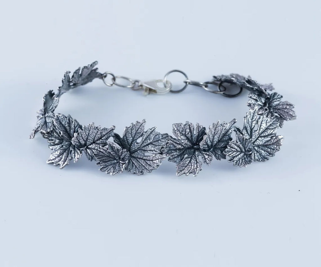 Sterling silver leaf bracelet