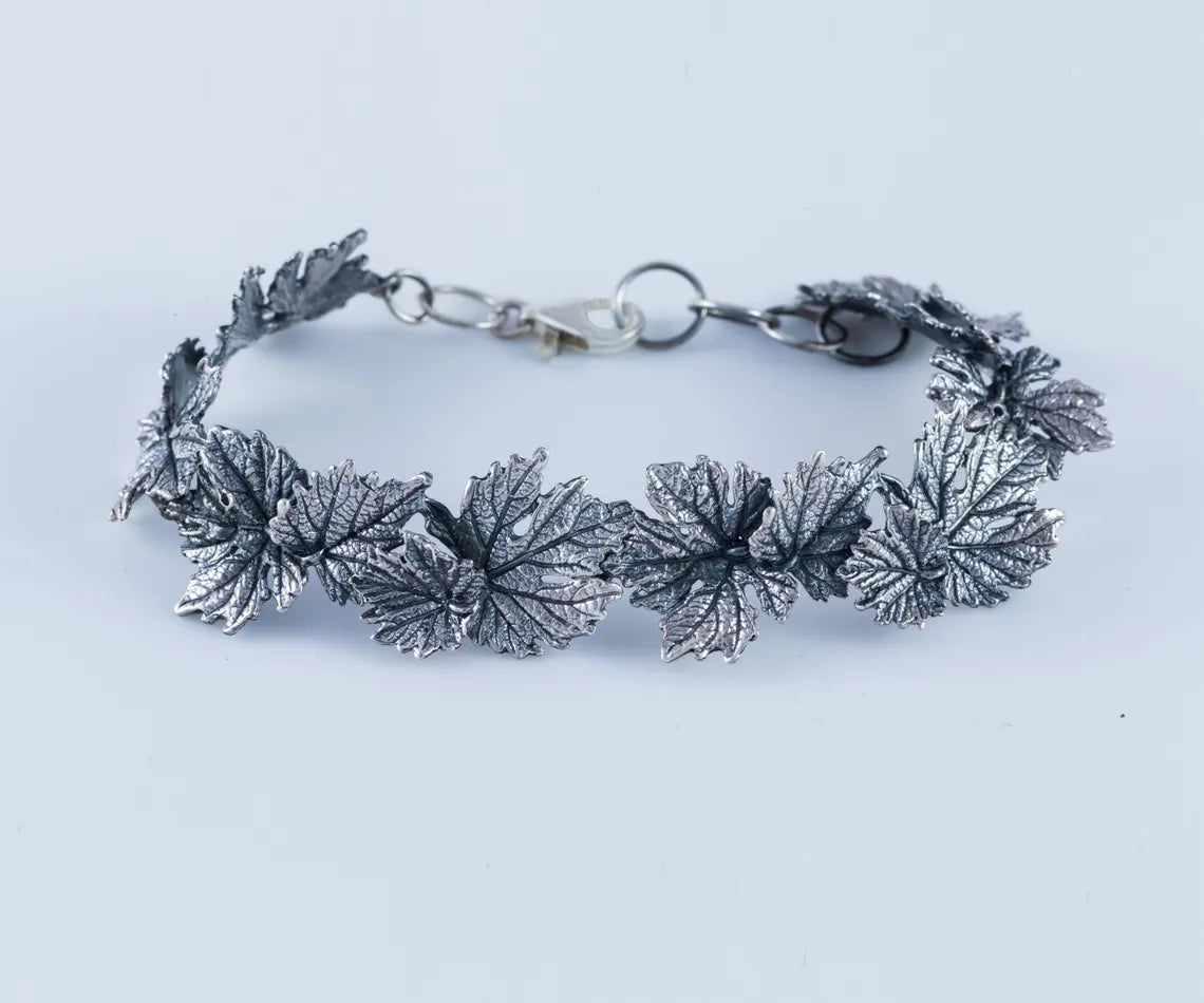 Sterling silver leaf bracelet