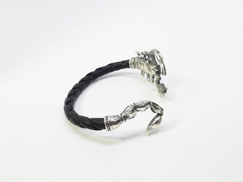 Braided leather scorpion bracelet