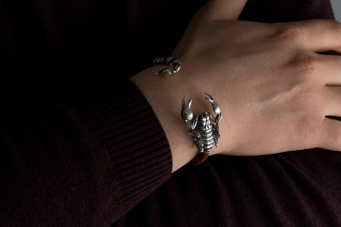 Scorpion leather bracelet