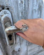 Adjustable feather statement ring for women