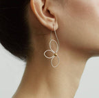 Handcrafted sterling silver flower earrings with pearl accent