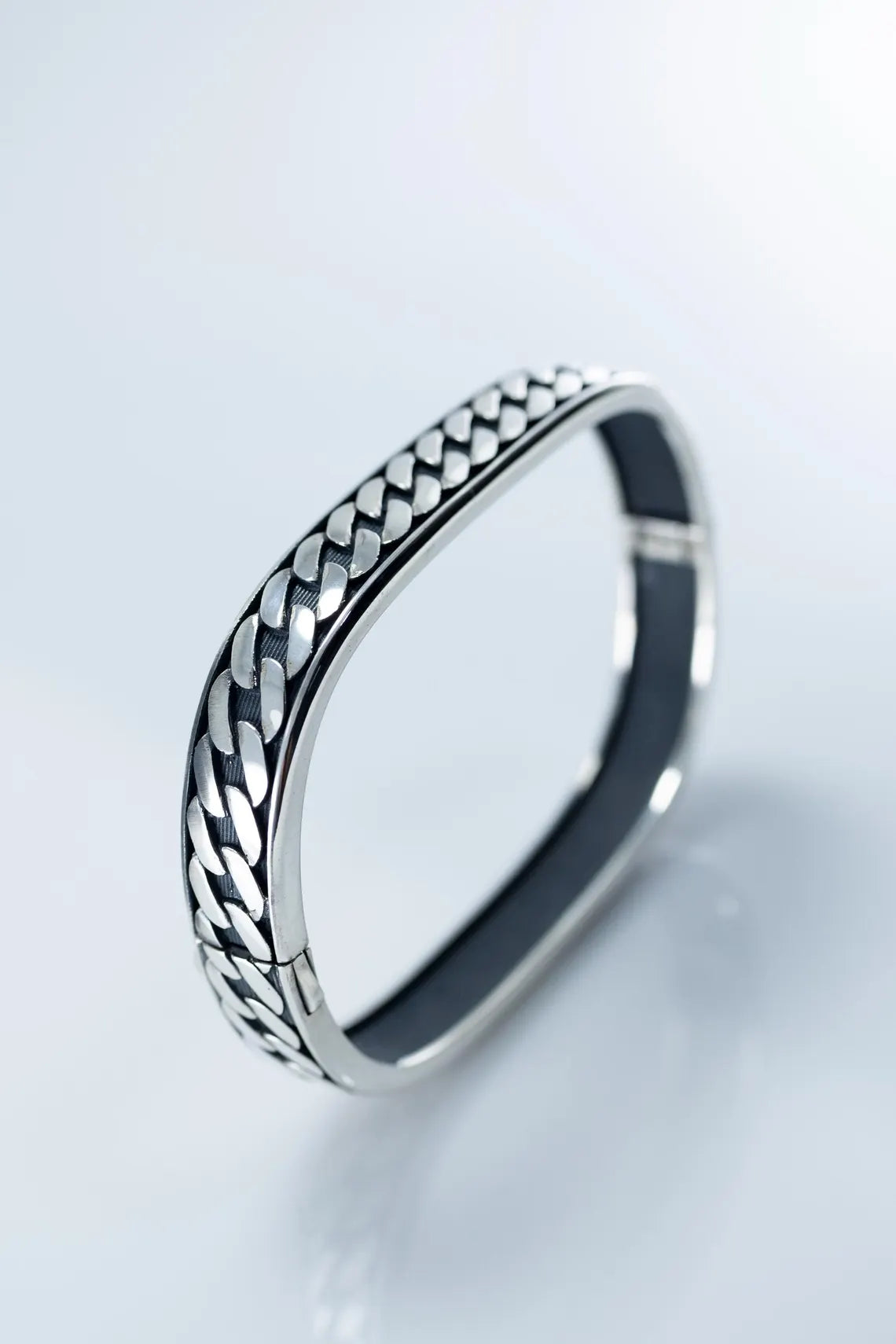 Sterling silver curb chain bracelet