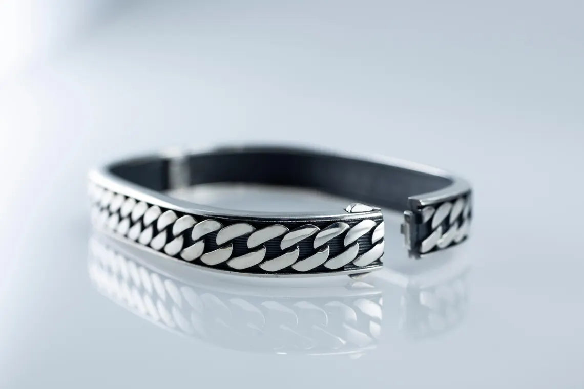 Bold mens silver cuff