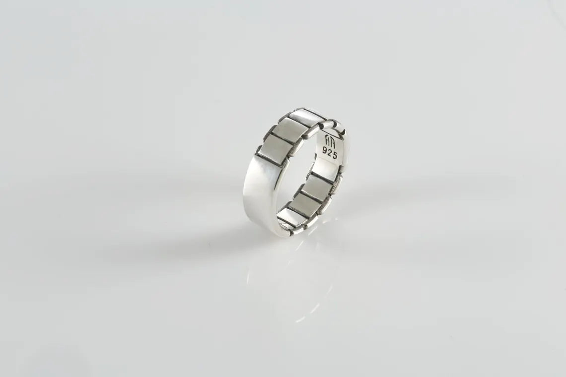 Sterling silver chain link ring for men