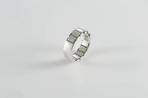 Sterling silver chain link ring for men