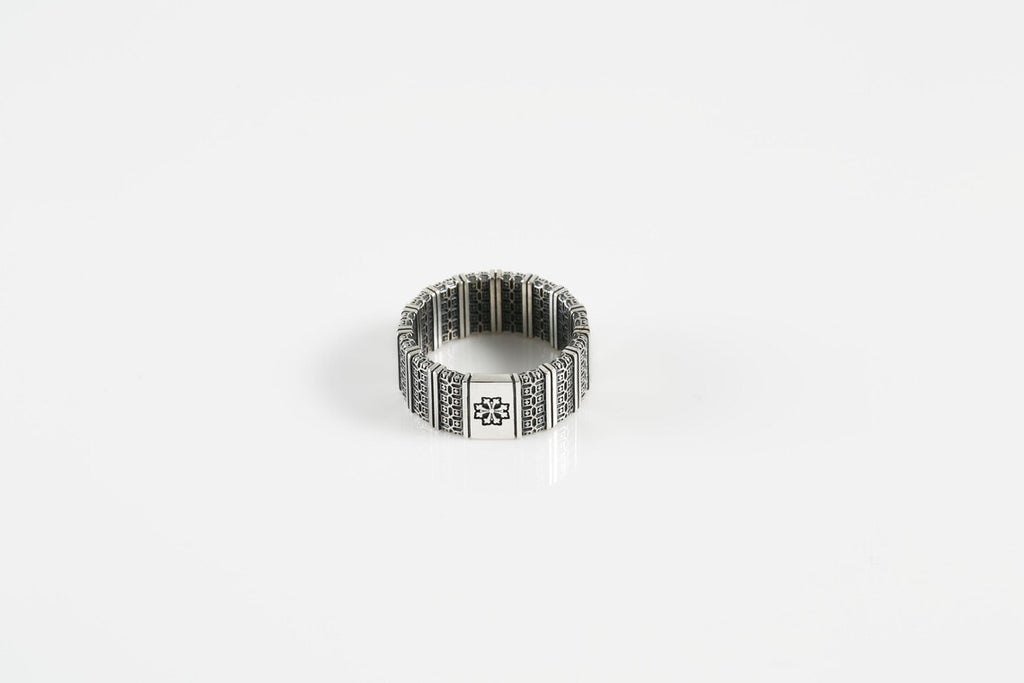 Bold geometric sterling silver fashion ring for men