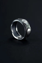 Handmade oxidized silver textured ring