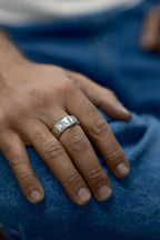 Textured sterling silver ring for boyfriend gift