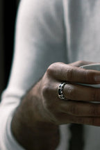Contemporary mens sterling silver band