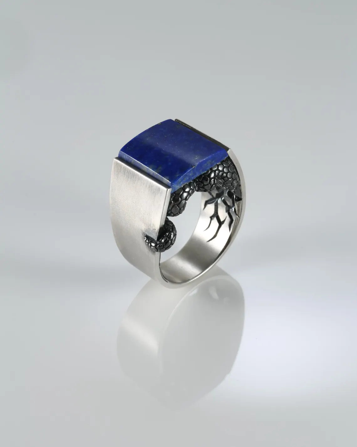 Handmade gothic snake ring with oxidized finish