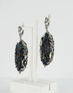 Sterling silver boho earrings featuring rainbow carborundum gemstones