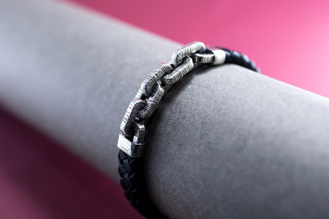 925 silver leather bracelet