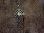 Geometric cross silver pendant
