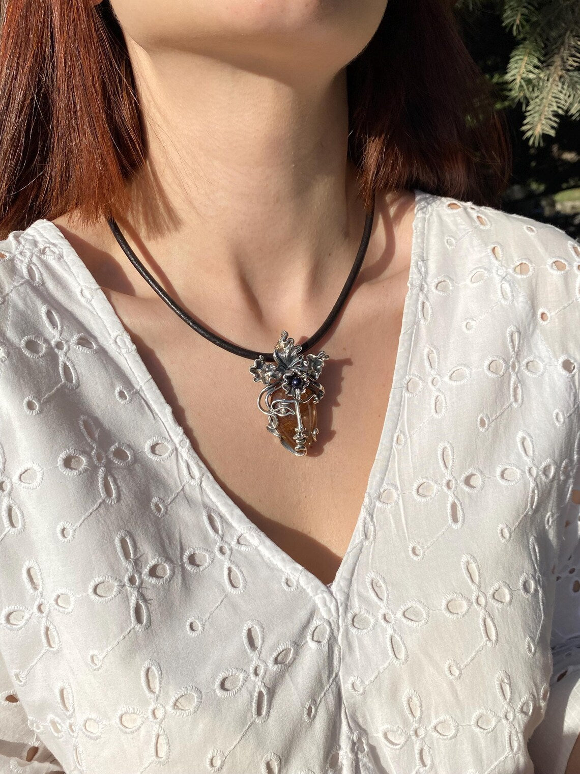 Pearl and silver statement necklace