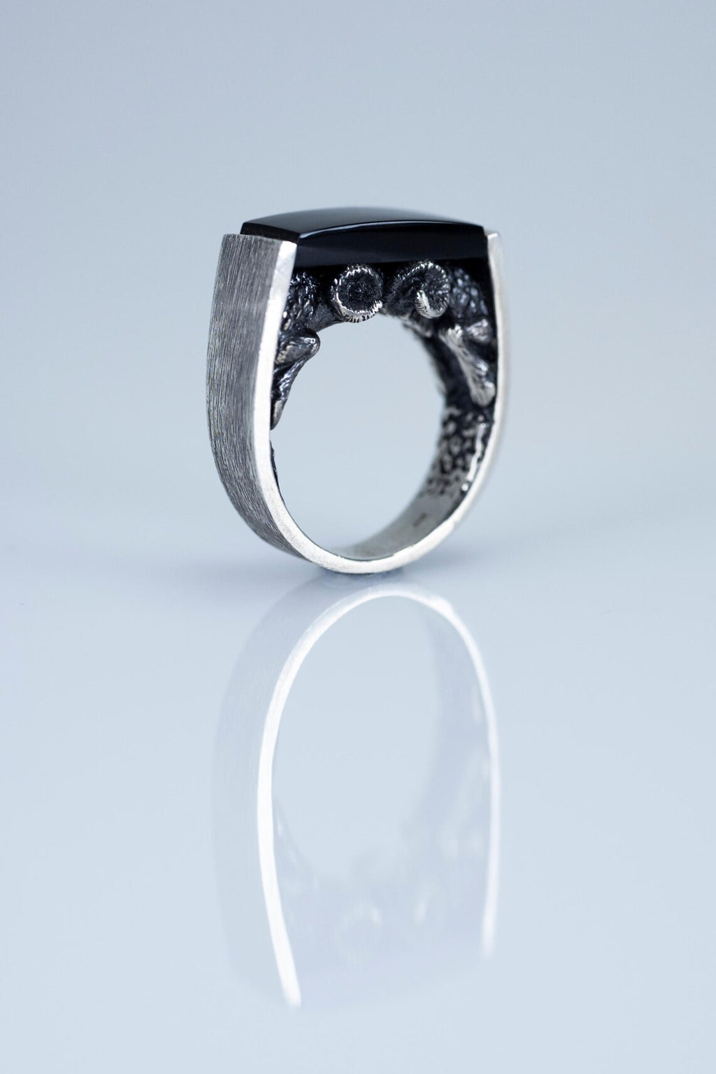 Men's ram head statement ring crafted from solid 925 sterling silver