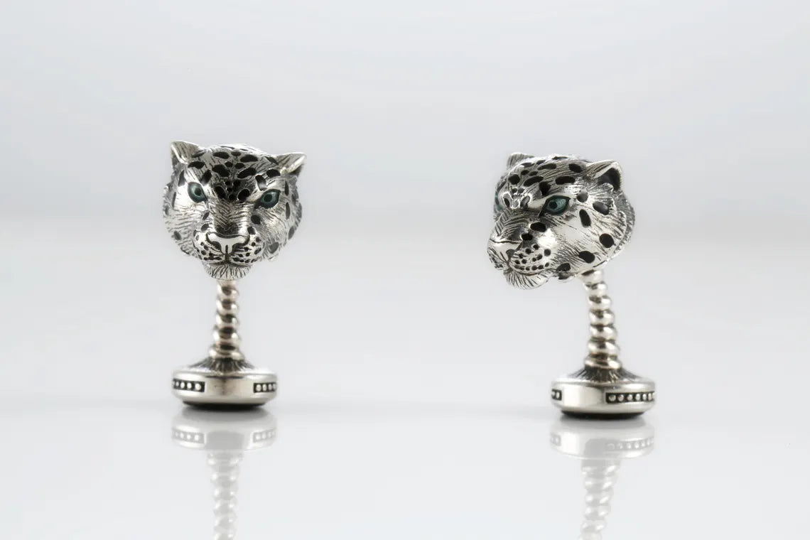Leopard Head Silver Cufflinks product image 7