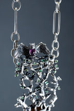 Fantasy fairy silver pendant with ruby