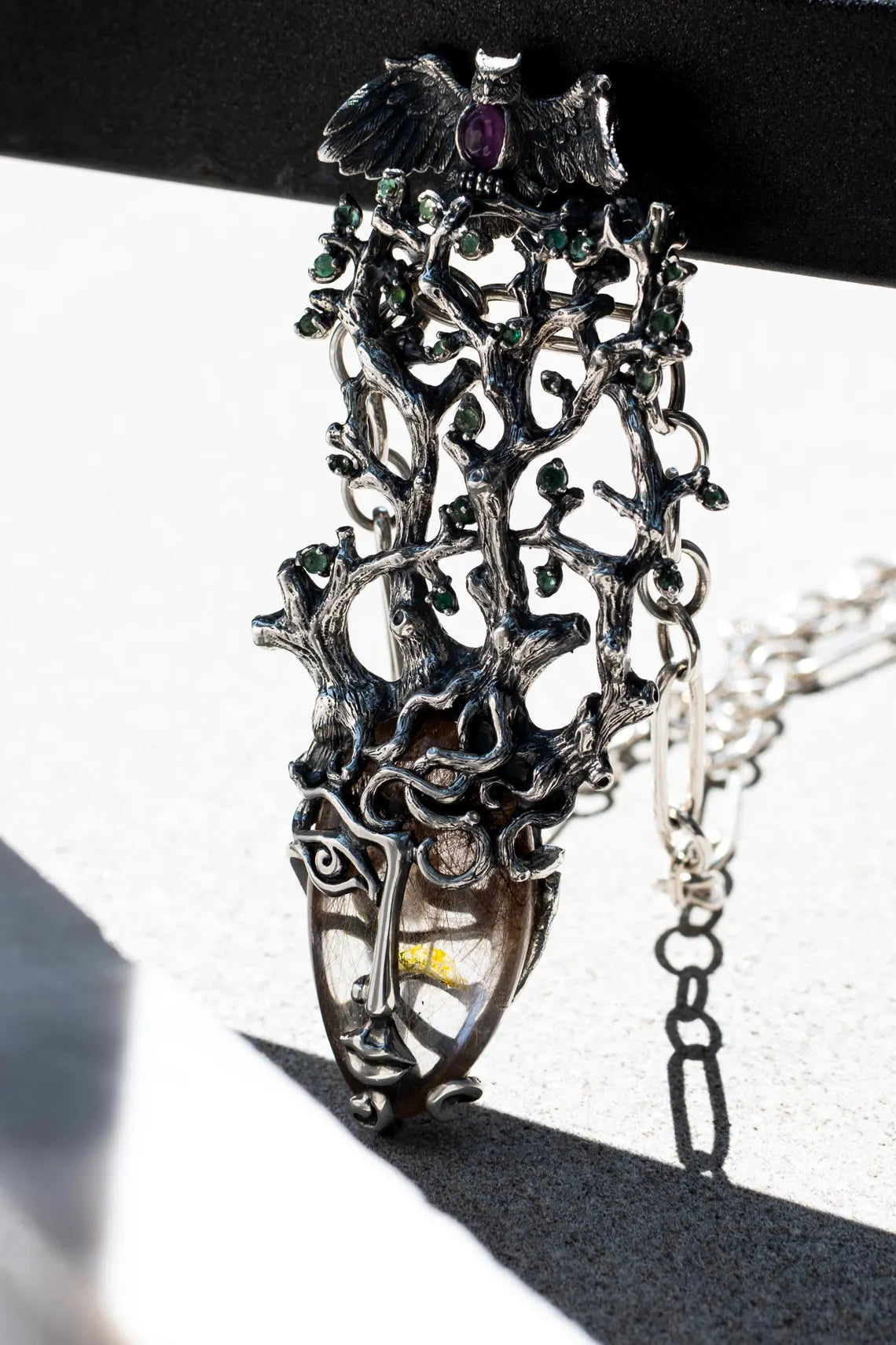 Forest fairy sterling silver pendant detail
