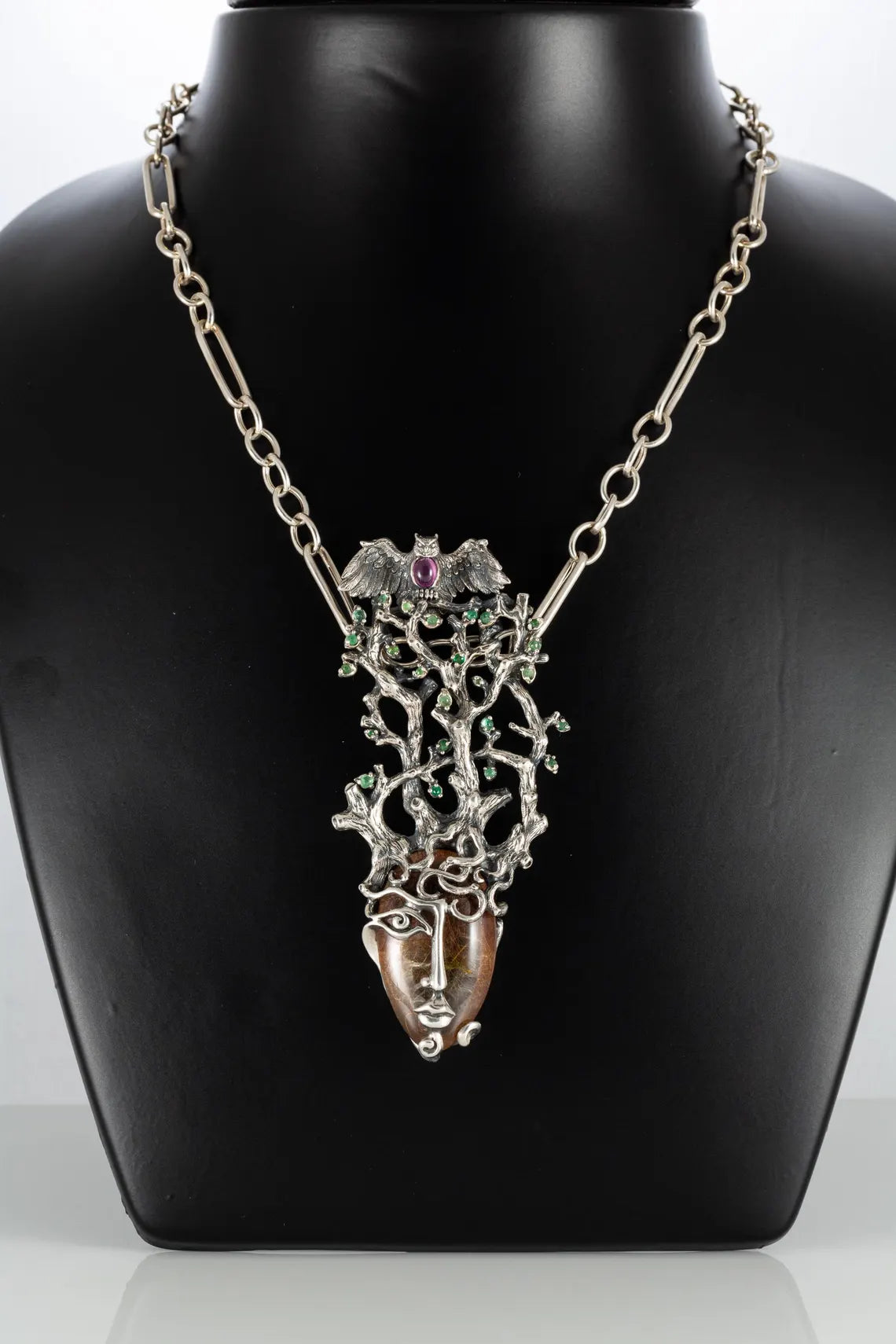 Handmade sterling silver forest fairy pendant