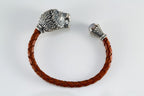 Lion head leather bracelet for men