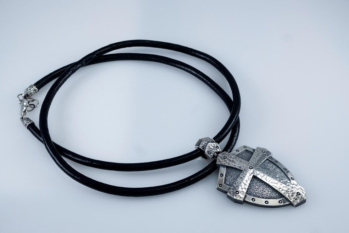 Viking shield cross pendant
