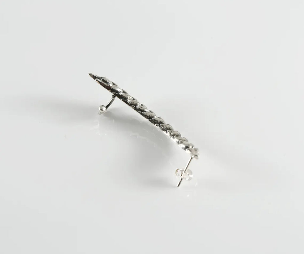 Handcrafted Sterling Silver Wheat Ear Climber Earrings – Nature Inspired Botanical Ear Cuff