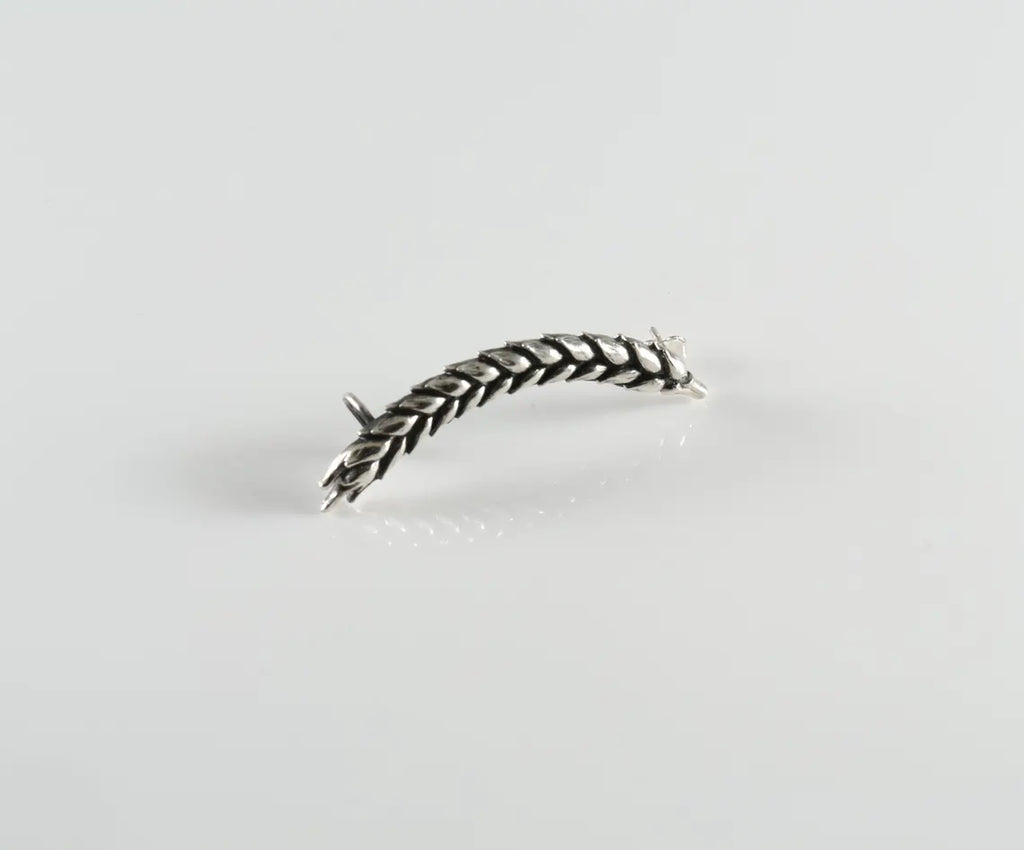 Handcrafted Sterling Silver Wheat Ear Climber Earrings – Nature Inspired Botanical Ear Cuff