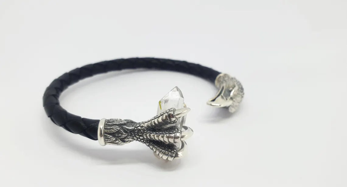 Eagle claw leather bracelet