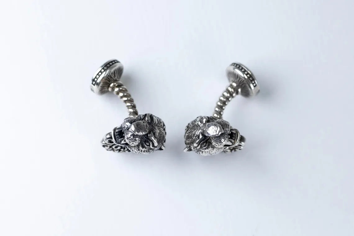 Luxury sterling silver lion cufflinks