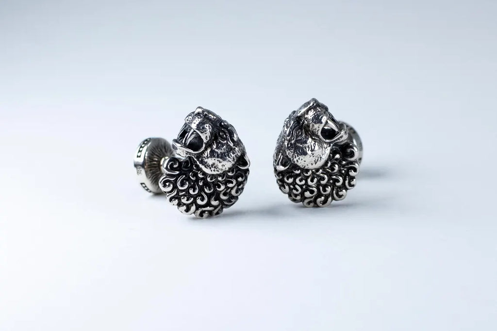 Lion Head Silver Cufflinks