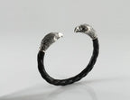 Handmade eagle leather bracelet close-up
