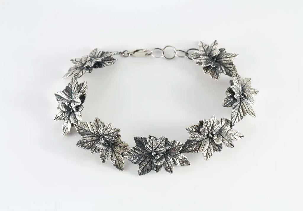Nature inspired silver anklet