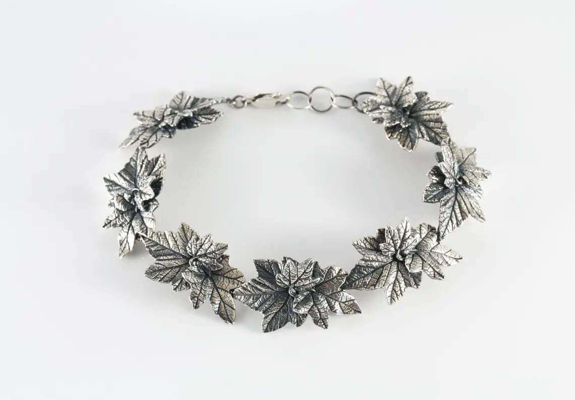 Nature inspired silver anklet