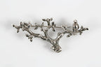 Woodland bird silver brooch