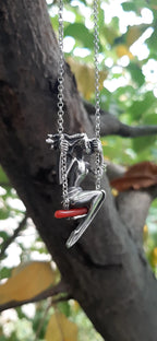 Handmade Armenian silver coral pendant